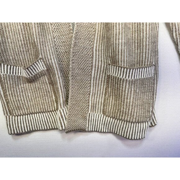 Elisabetta Collection Womens Cardigan Sweater 2X Beige Striped Made In Italy - Picture 4 of 13